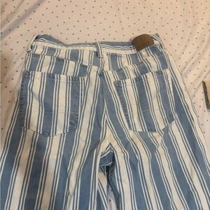 Striped Blue and White Women Jeans